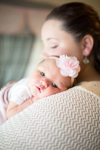 newborn baby girl with mama in lifestyle photography