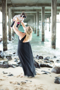 mom daughter under pier