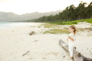 little girl on windy beach