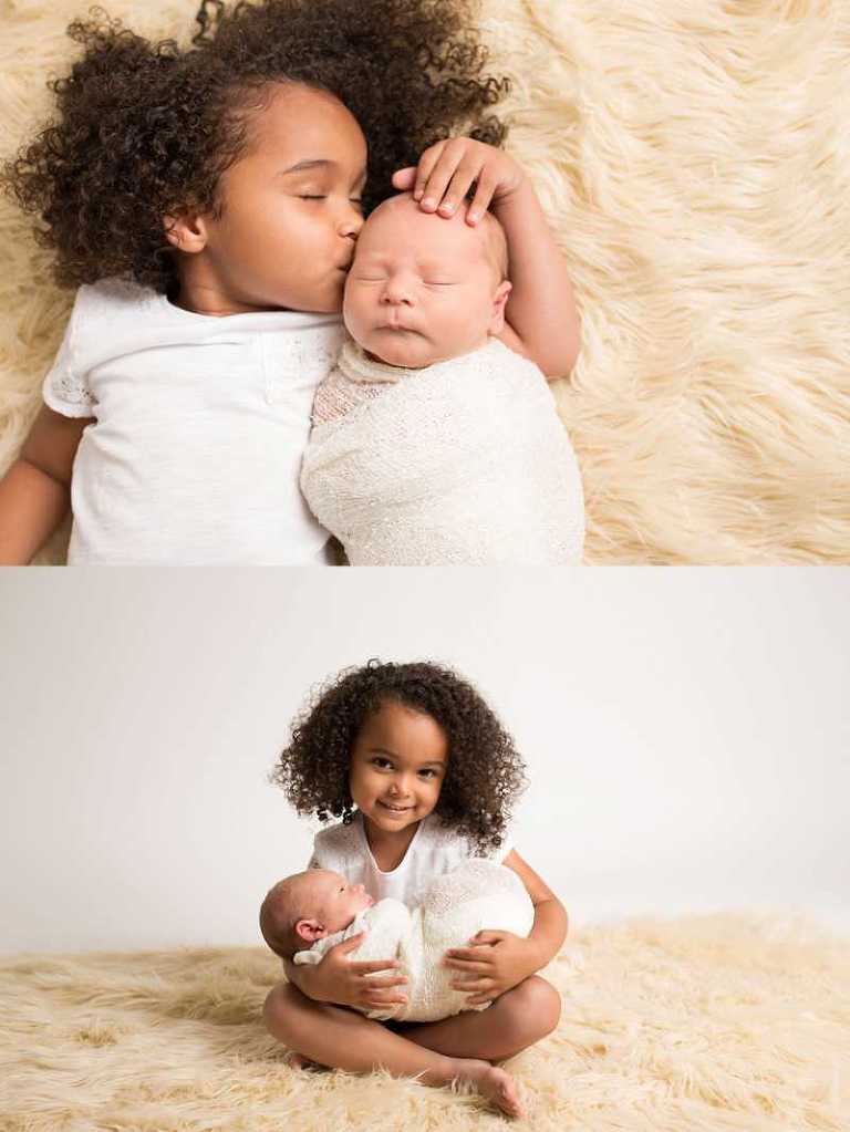 Posed Newborn Photos on Blanket Backdrop