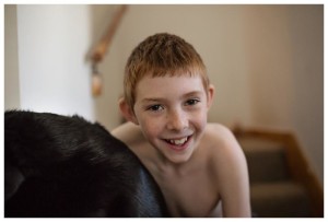 boy and Labrador retriever