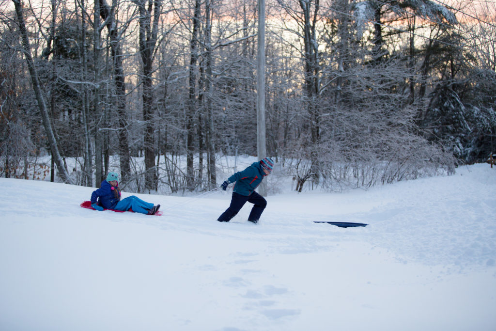 kids playing in snow
