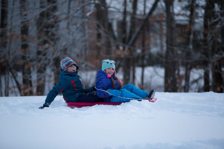 kids sled riding in portland maine