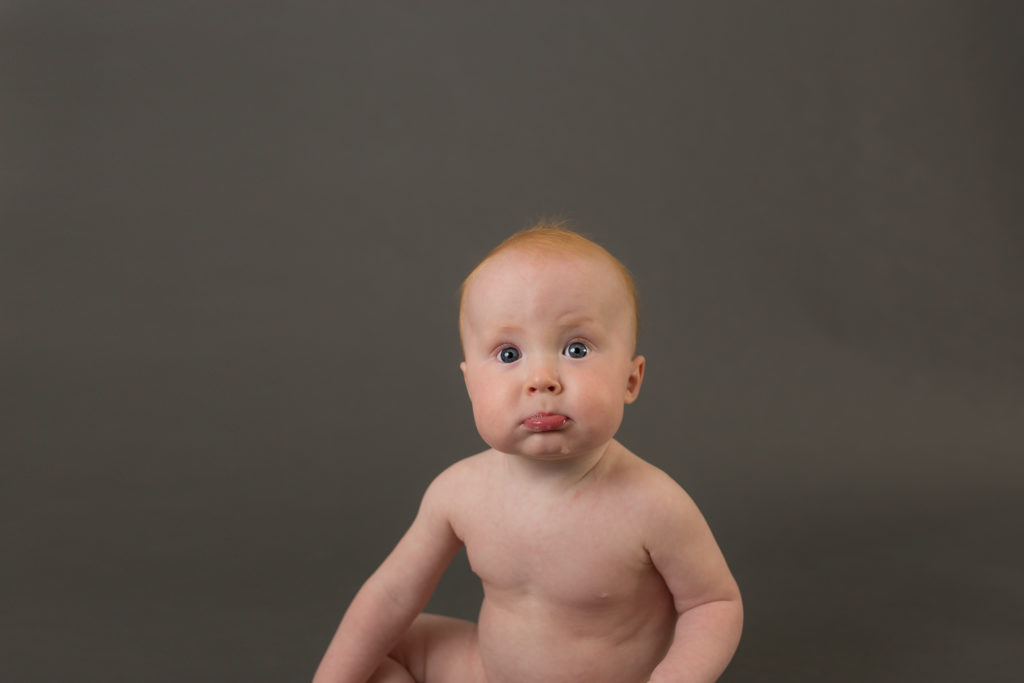 baby on gray backdrop