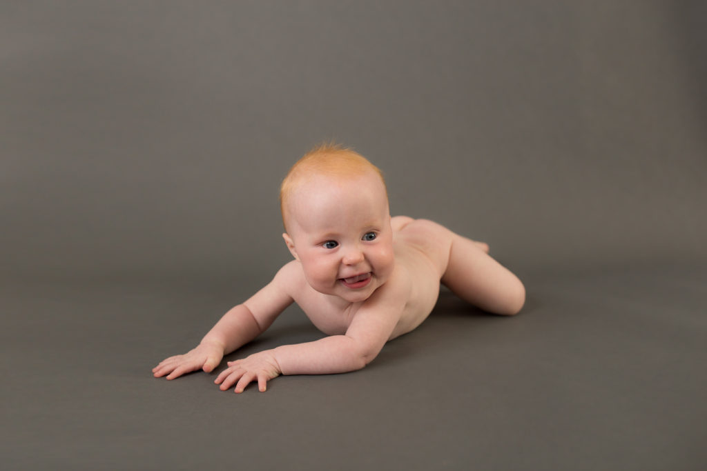 baby on gray backdrop