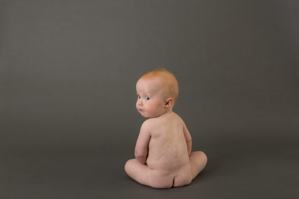 baby on gray backdrop