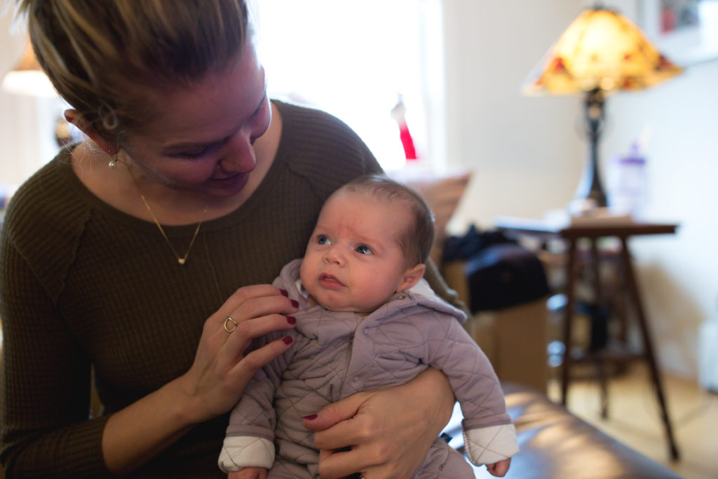 mom talks to baby