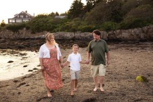 family walking on beach