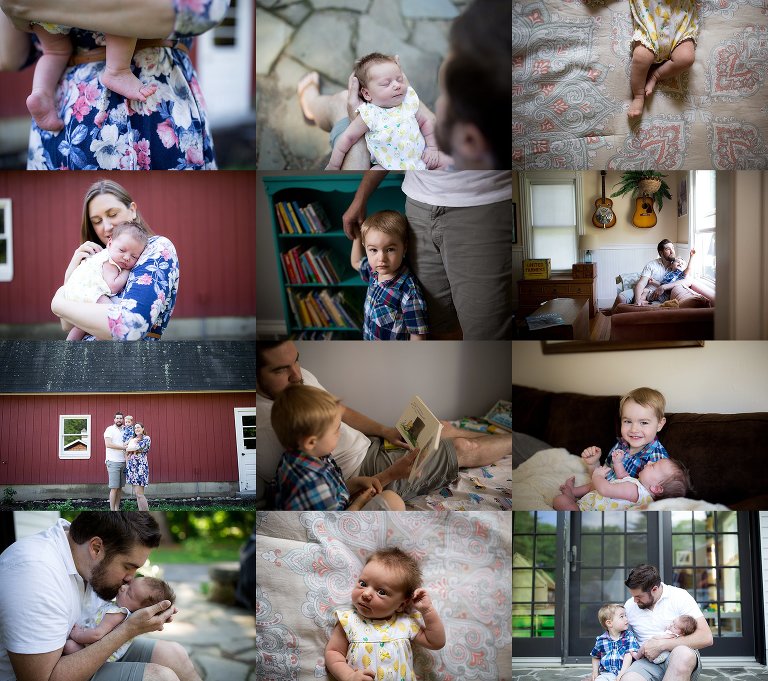 collage of documentary images of a newborn baby girl