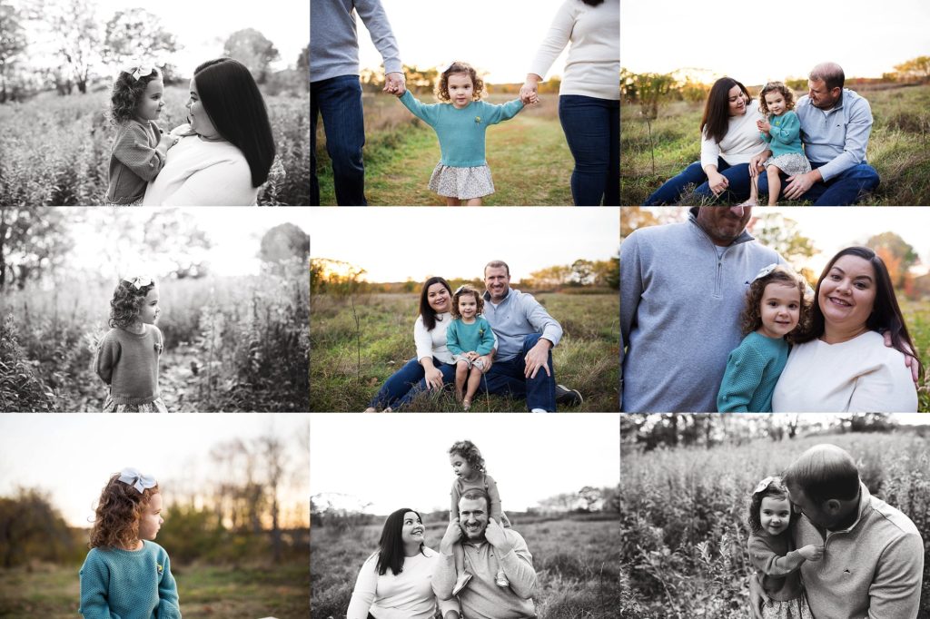Family in tall grass