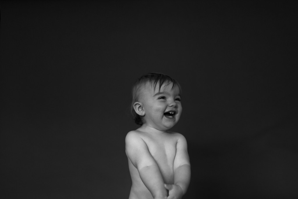baby laughs