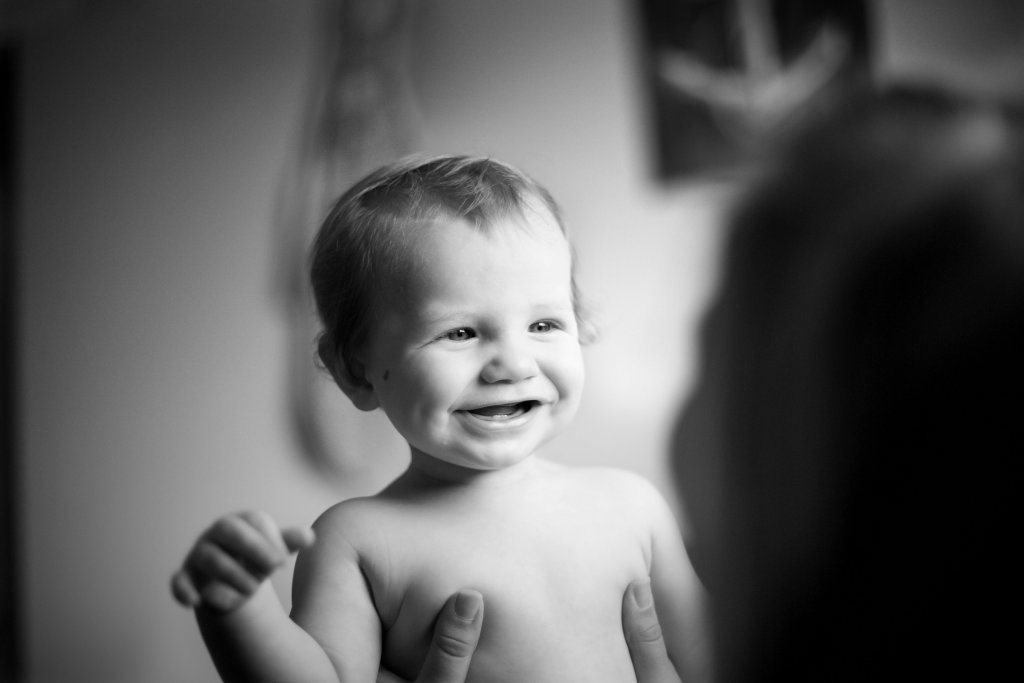 baby laughs